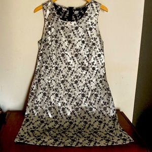 Silver and black stretch “wiggle” cocktail dress